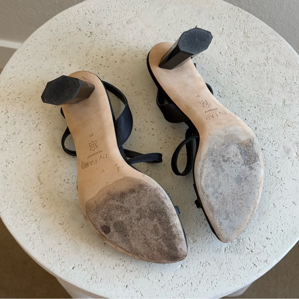 BY FAR Brigette black raw silk sandals, size 36 - Picture 4 of 9